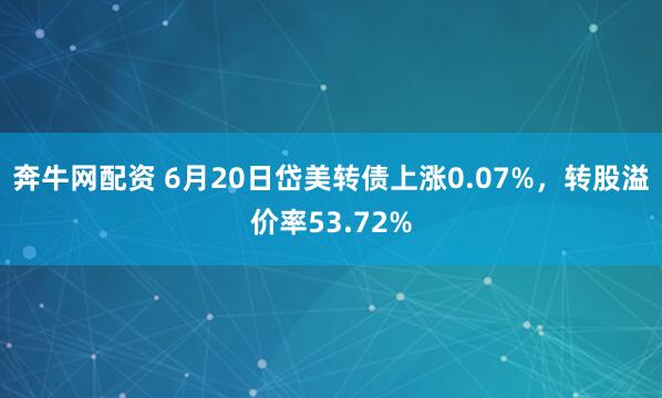 奔牛网配资 6月20日岱美转债上涨0.07%，转股溢价率53.72%
