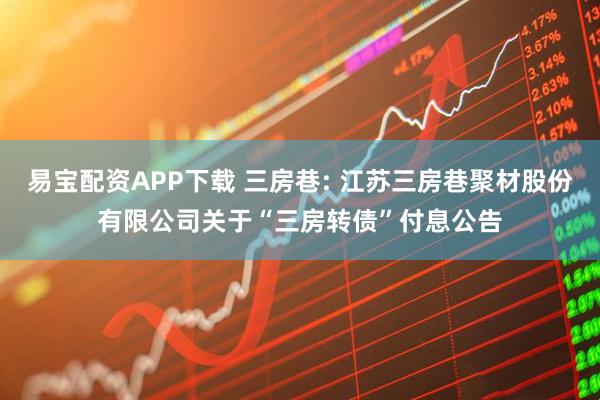 易宝配资APP下载 三房巷: 江苏三房巷聚材股份有限公司关于“三房转债”付息公告